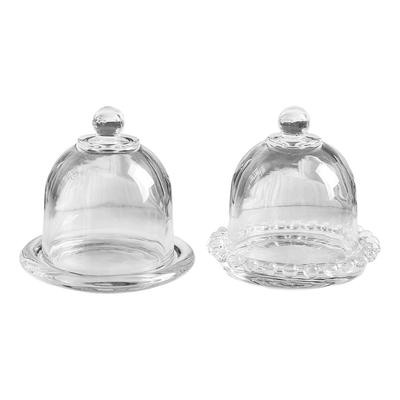 Glass Dessert Dome with Base with Cover Plate for Kitchen Home Birthday
