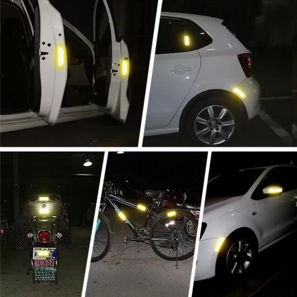 10Pcs Car Bumper Reflective Safety Strip Sticker Warning Strip Tape Secure Reflector Stickers Decals Exterior Motorcycle Sticker