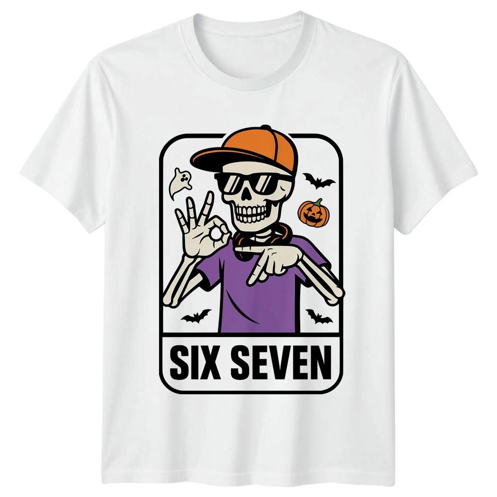 Six Seven Skeleton Halloween Graphic Unisexs TShirt Unisexs Tee Unisex Top