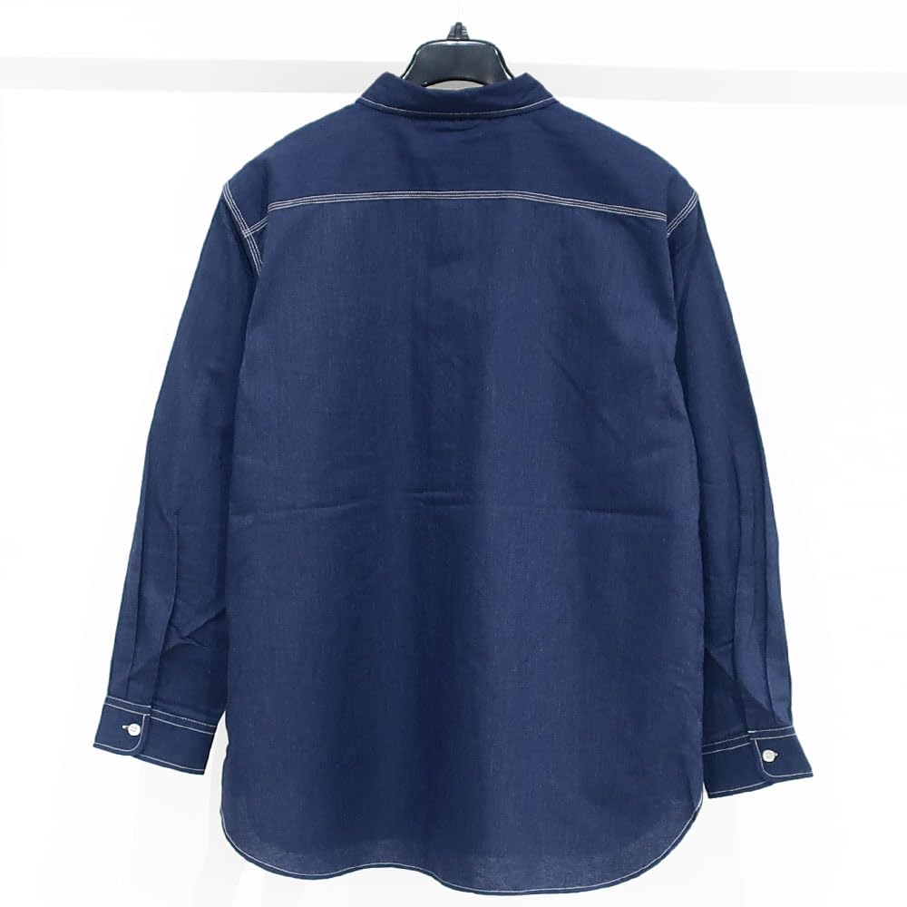 Men's Plus Size Dickies Work Shirt, Oxford Chambray Stripe Hickory, Sizes 3L, 4L, 5L, XXL, XXXL, 10001806 (JP, Alphabet, 4L, Navy)