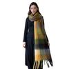 Imitation cashmere plaid scarf women's winter thickened simple warm black and white classic fringed scarf shawl