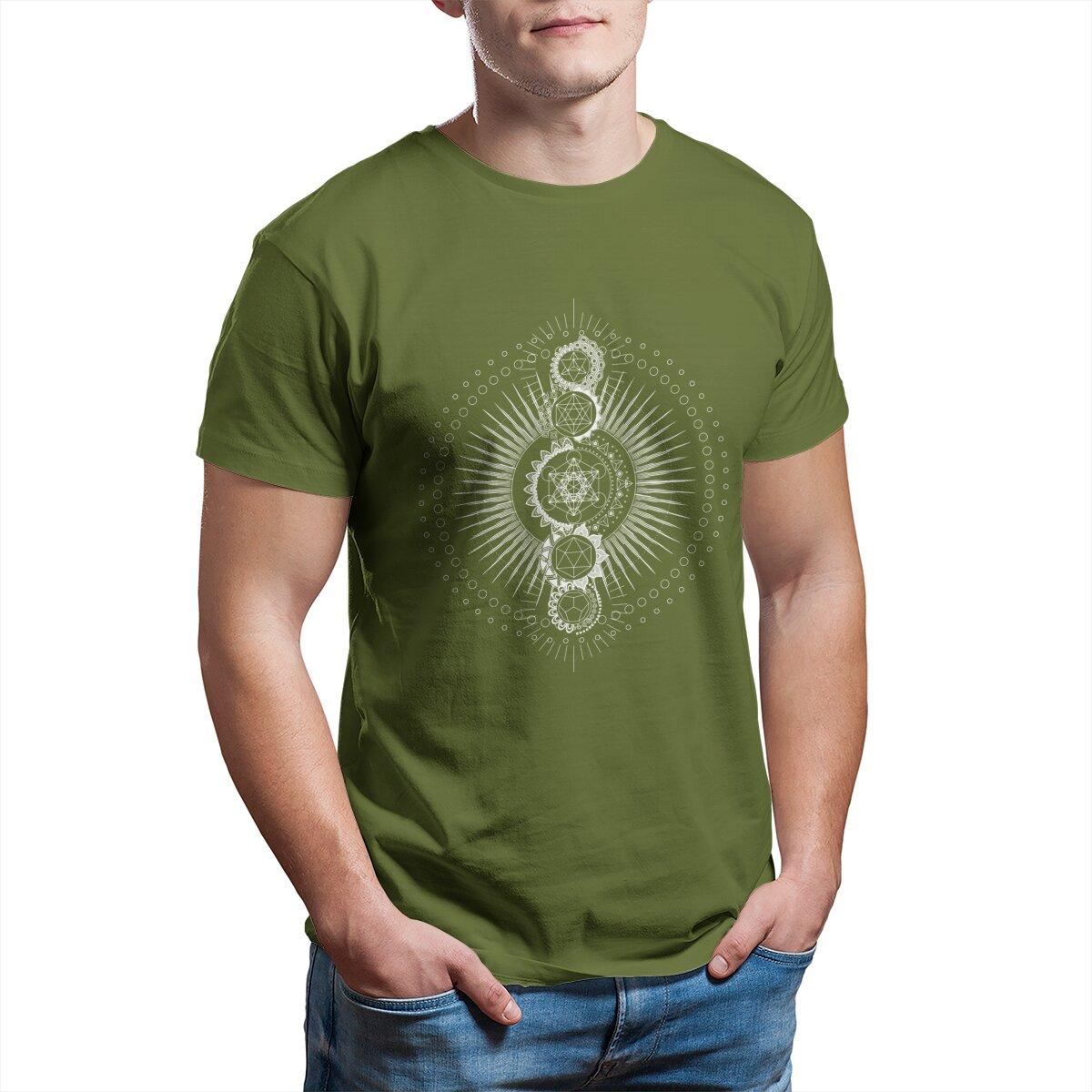 

Sacred Geometry Metatron s Cube White Transcendence flower of life 100% Cotton printed Clothes plus size T-Shirt for men 4XL