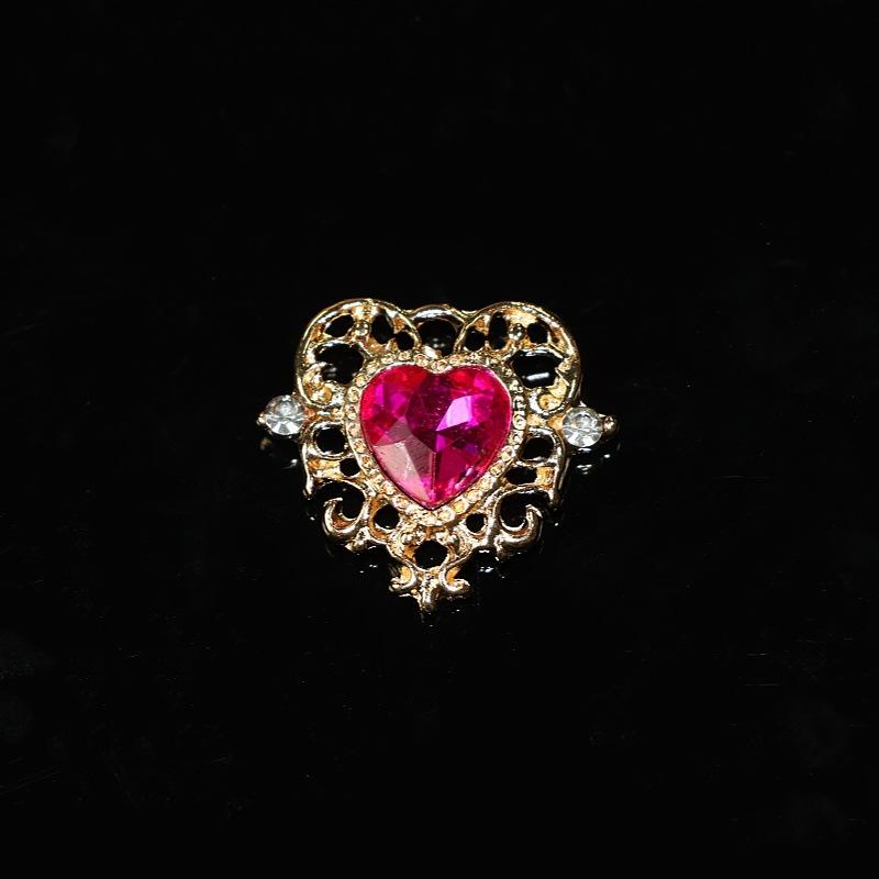 10Pcs Fashion Vintage Hollow Lace Crystal Peach Heart Love Accessories Baroque Alloy Accessories DIY Handmade Materials