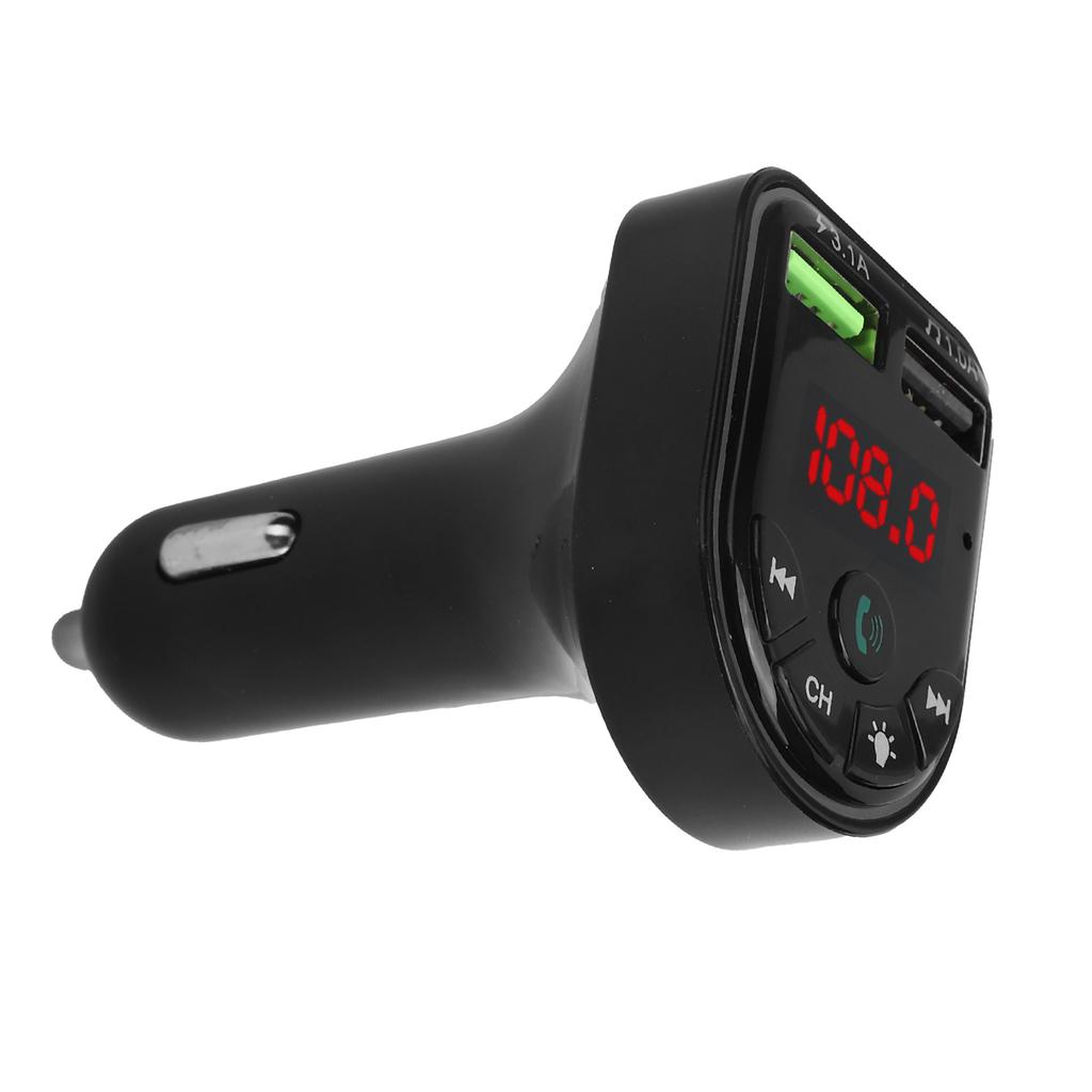 F5 Car FM Transmitter Bluetooth 5.0 MP3 Player USB2.0 Phone Charging with Colorful Ambient Light