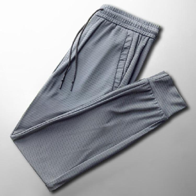 

Мужские летние тонкие сетчатые джоггеры из ледяного шелка - Повседневный свободный крой, Большие размеры, Однотонные, На кулиске. M