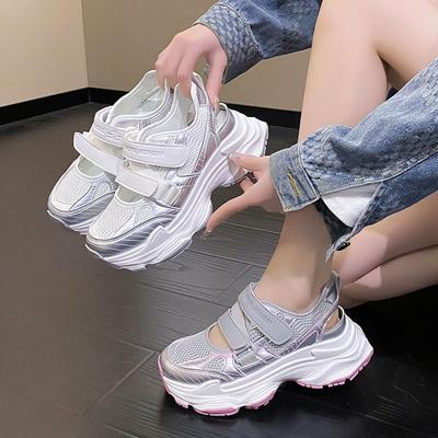 Street Shot Thick Sole Heightening, Light and Breathable Leisure Sports Dad Shoes for Women, Spring and Summer 2025 New Bag Head Sandals for Women
