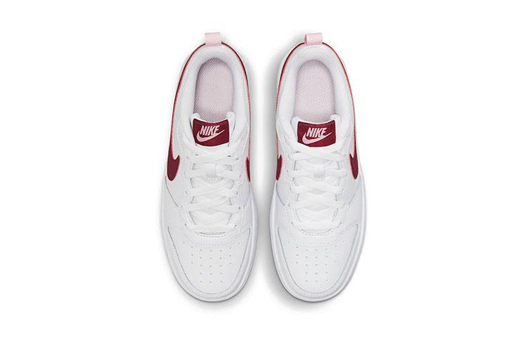 Nike Court Borough 2 Low 2 Leder Freizeit Abriebfest Unterstützung Niedrig geschnitten Kinder Skateschuhe Weiß Rot Rosa BQ5448-120