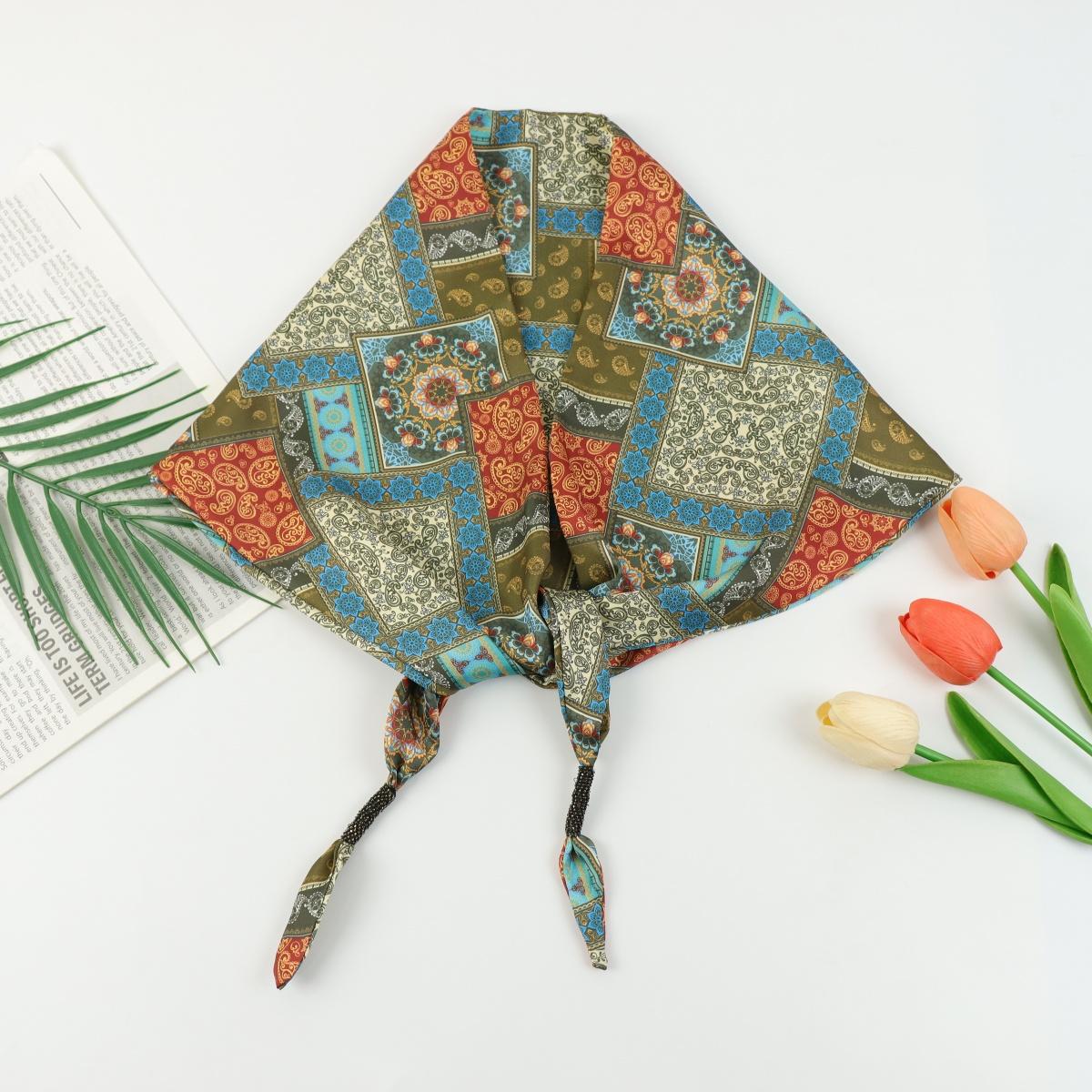 Bohemian Print Scarf Triangular Headscarf Hair Accessories Multi-functional Cashew Flower Triangular Scarf Waist Summer