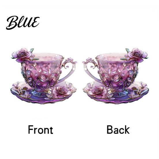 Adorno de Taza de Té Rosa Morado Colgante de Taza de Café con Metal de 60 cm