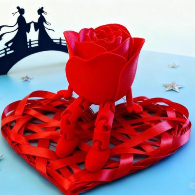 3D Printed Red Rose Figurines Home Decoration Crafts Desktop Ornaments Valentine'S Day Gifts