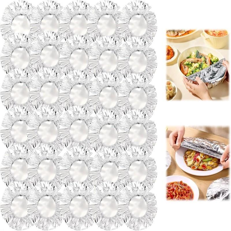 30/40Pcs Reusable Heat Preservation Aluminum Foil Bowl Covers for Oven Catering Takeaway Picnic Use
