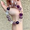 Handgemaakte Natuurlijke Amethist Armband 18 Kralen 10mm Geometrische Stijl Boho Dames Sieraden Met Witte Kristal Accenten