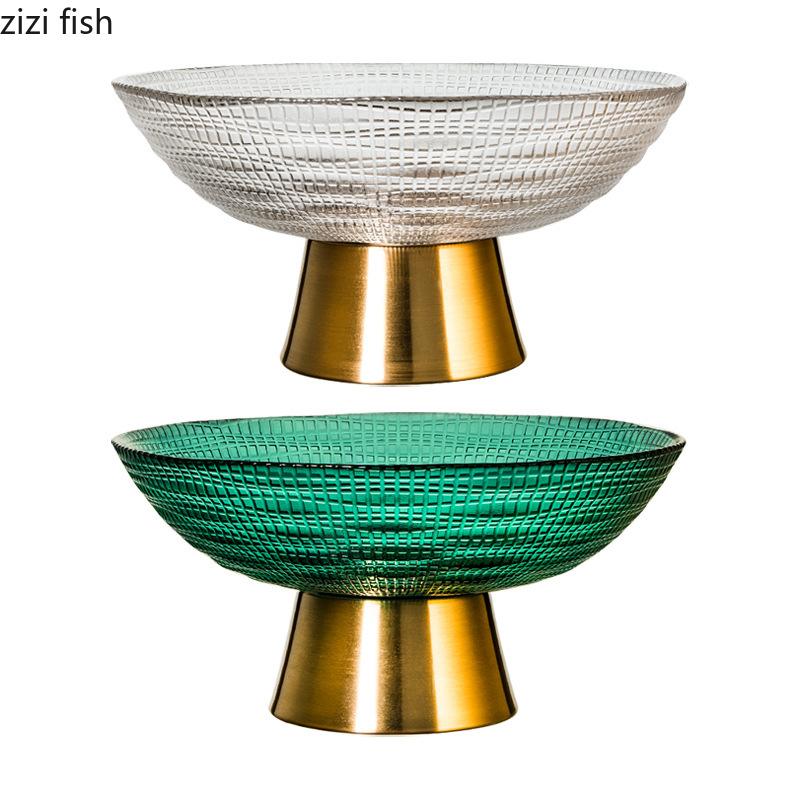 High Foot Glass Fruit Plate Candy Plate Refreshment Plates Snack Trays Dried Fruit Plates Dessert Bowl Salad Bowl Dim Sum Dish