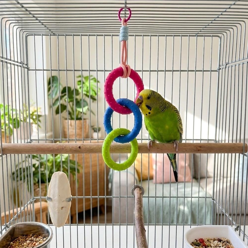 Bite Resistant Bird Cage Chew Toy Hanging Parrot Climbing Ring Enrichment Play