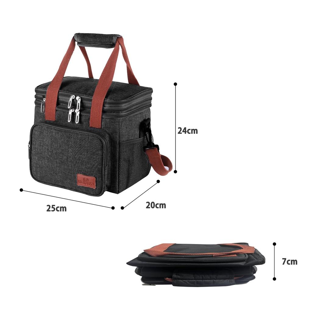 JIYUNII Cooler Cooler Double 3 Layer Thermal Cold Storage Foldable for Can be Carried by Hand or Carried over the Lunch Box Storage Cherry Blossom