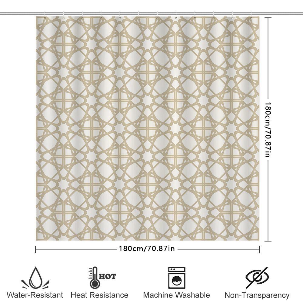 White Bath Curtains With Simple Geometric Design For Home Decor Bathroom Accessories Set Of 1 Pc Shower Curtain Liner Waterproof