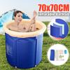 Blue Folding Bathtub Home Large Adult Bath Barrel Thickening Children Folding Bucket Inflatable Small Apartment 70x70cm