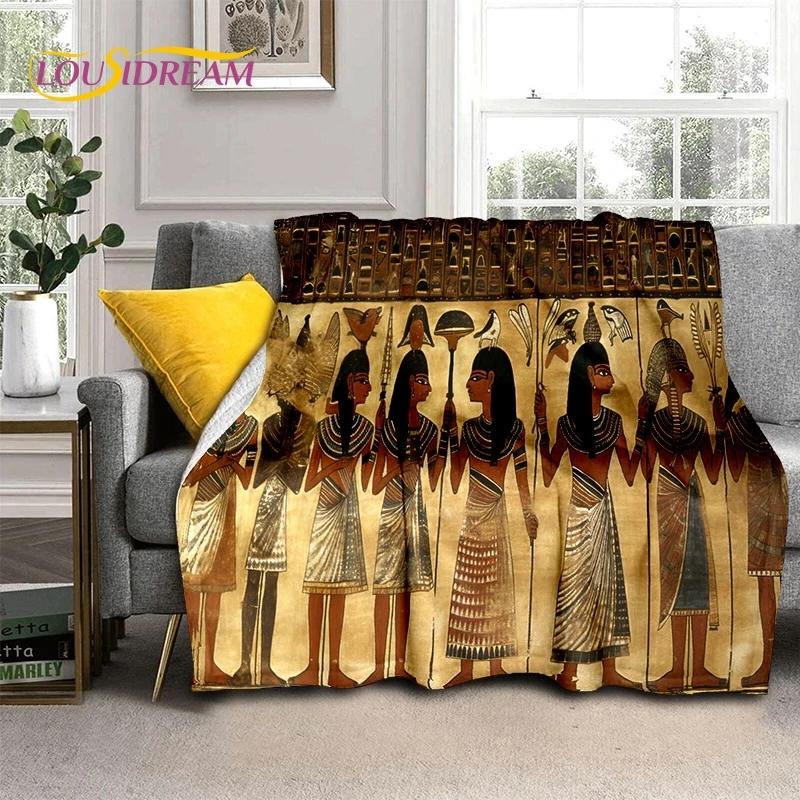 3D Pharaoh Hieroglyphic Egyptian Mythology Soft Blankets,Keep Warm Throw Blanket Comfortable for Picnic Beds Sofa Home Bedroom