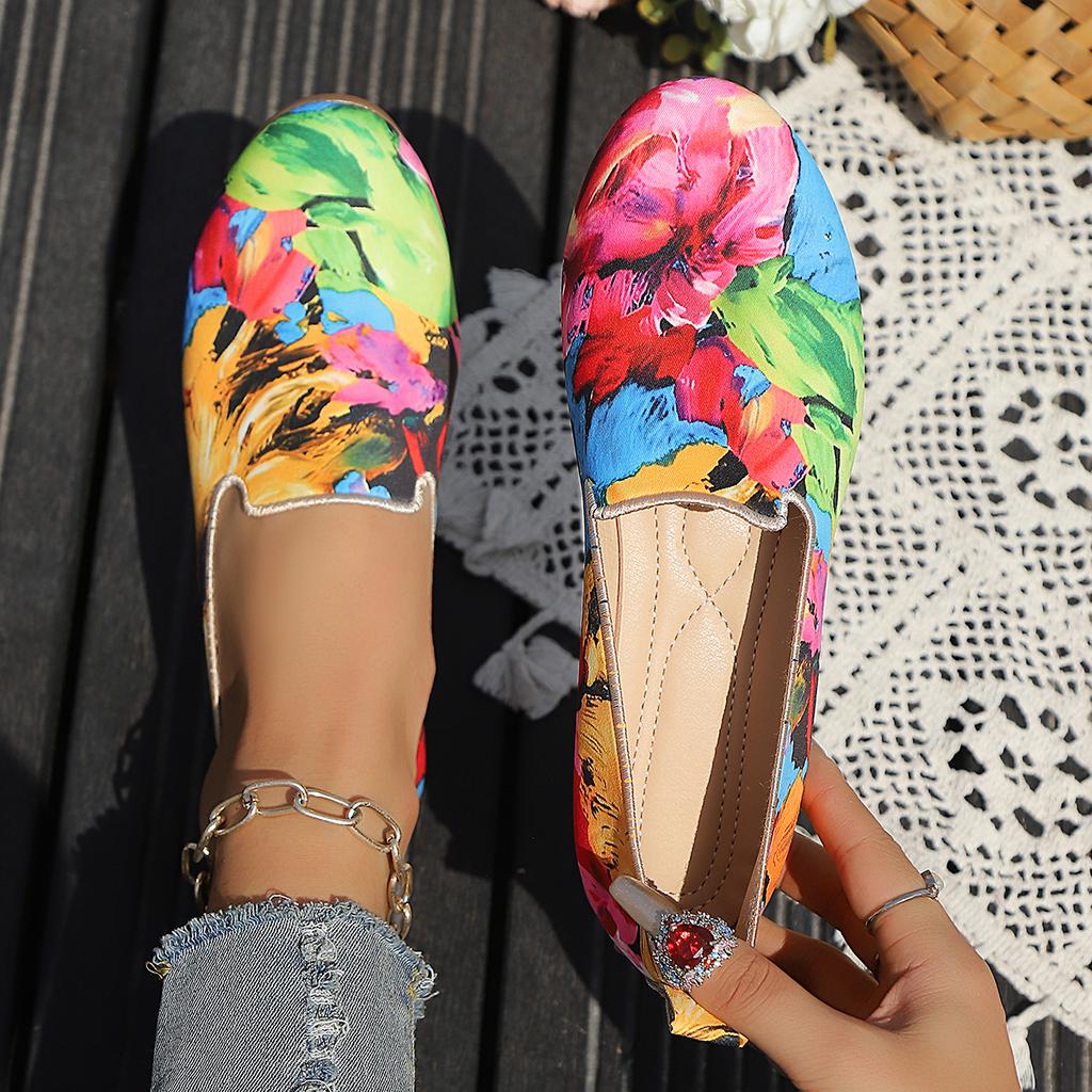 Nuove scarpe basse colorate a punta tonda calzature comode per camminare con vivaci colori dopaminici piene di energia Mocassini casual da donna