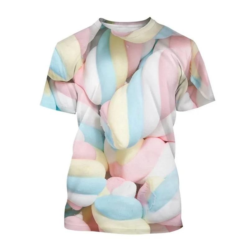 Summer Funny T-Shirts Lollipop Candy 3D Print Streetwear Men Women Casual Oversized Short Sleeve T Shirt Kids Tees Tops Clothing