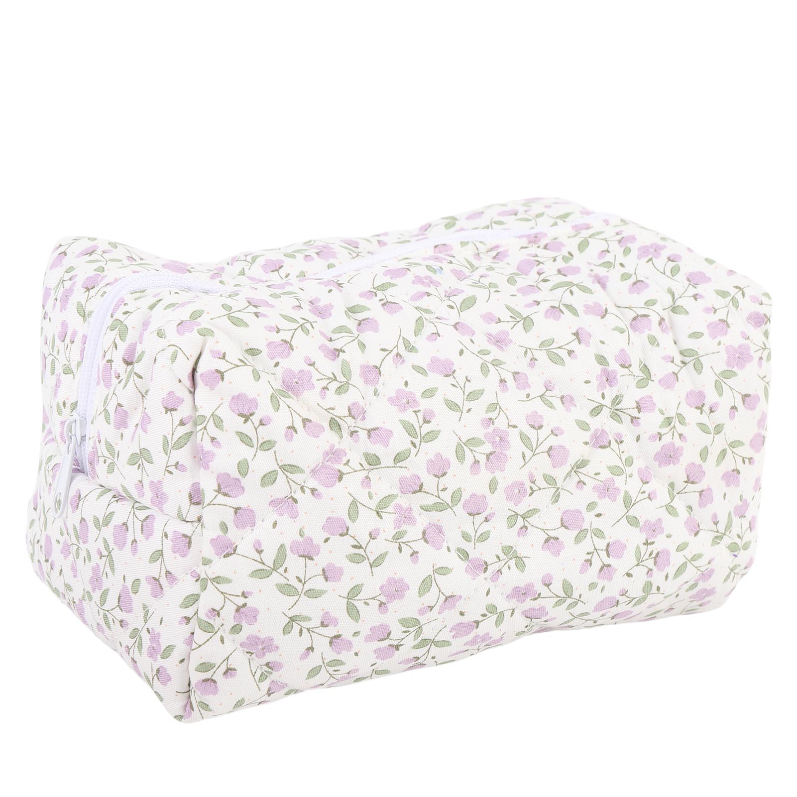 

Quilted Makeup Bag Floral Cosmetic Pouch Travel Toiletry Organizer Makeup Brushes Storage for Women