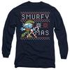The Smurfs Unisex Adult Smurfy Christmas Candy Cane Long-Sleeved T-Shirt