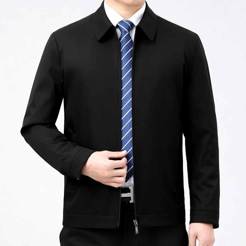 

Весенне-осенняя мужская куртка с лацканами, однотонная, деловая, повседневная, для государственных служащих среднего и пожилого возраста, руководящих кадров, куртка для папы 200