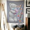 Tatty Teddy Wall Tapestry Aesthetic Wall Hanging Printed Fabric Blanket Decorative Tapestries for Bedroom Living Room Home Decor