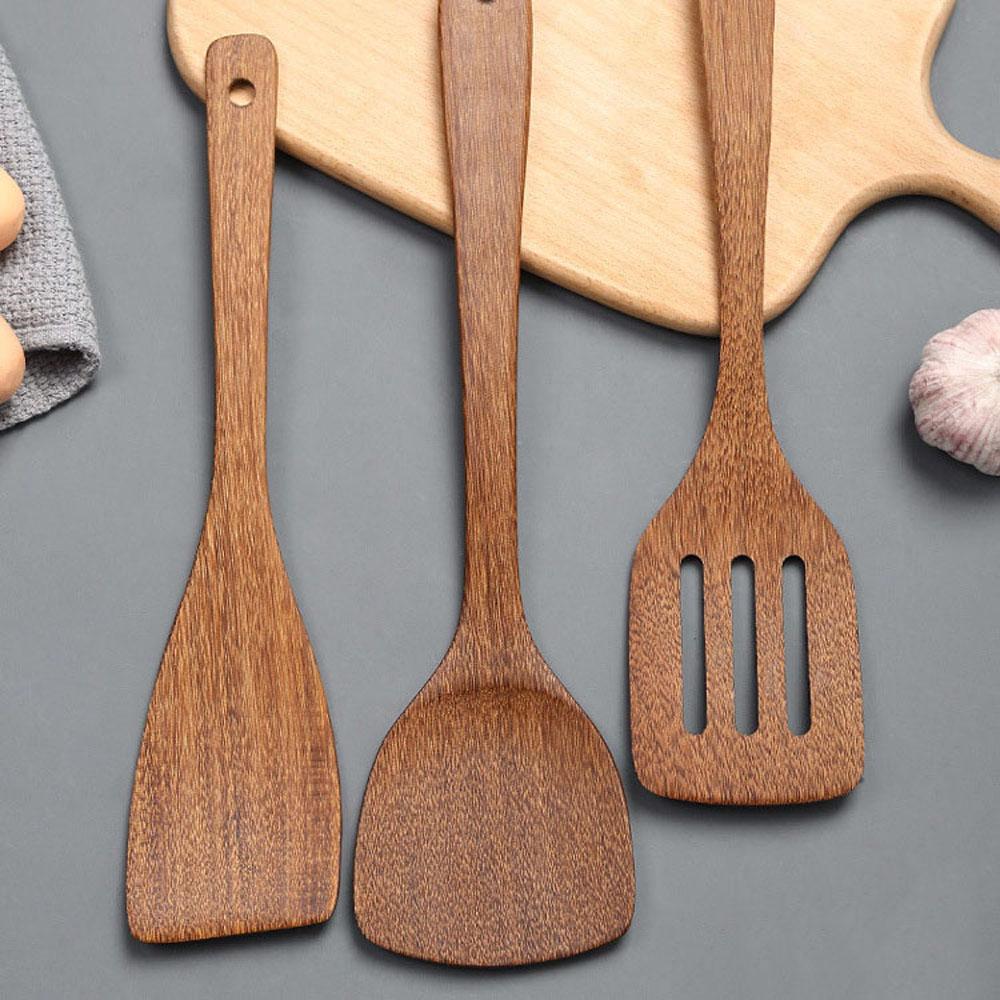 Wooden Nonstick pan Meat Kitchen Tools Mixing Spoon Soup Scoop Ladle Cooking Shovel Rice Spatula