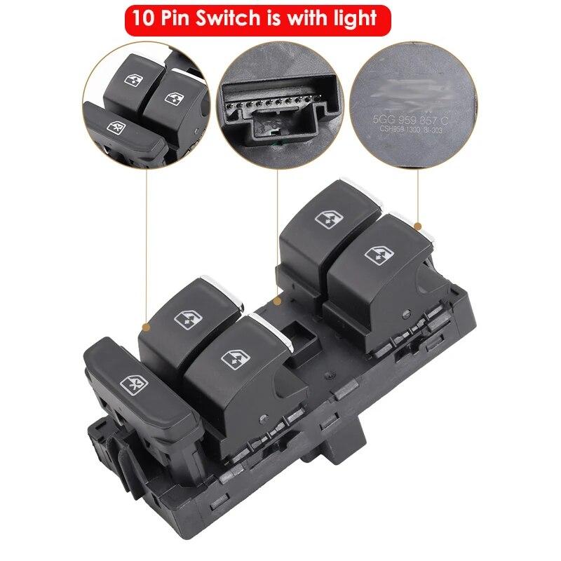 For VW Golf 7 MK7 Master Window Control Switch Window Control Switch 5G0959857 5GG959857  5G0959855 White Background