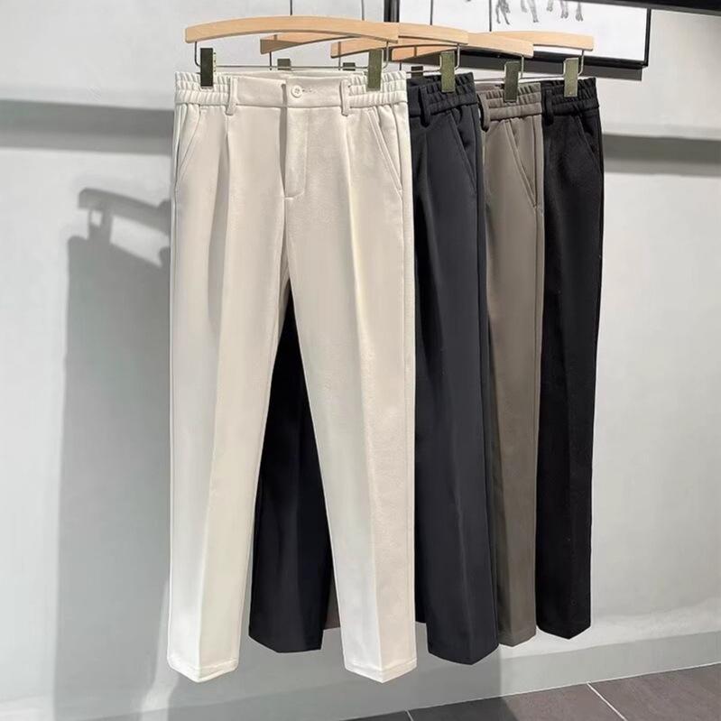 Suit Pants Nine-point Pants Men's Light Luxury Business Slim-fitting Trendy Pants Retractable Waist Casual Pants Trendy