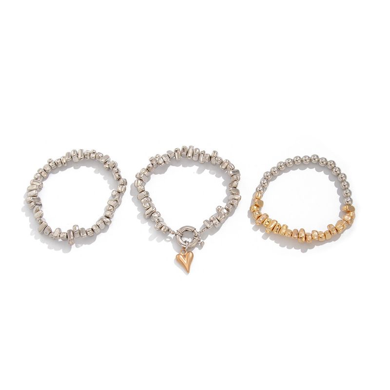 3-Piece Set of Heart-Shaped Ccb Bracelet Set, European and American Trendy Fashion, Unique Design, Niche Internet Celebrity Ins Jewelry