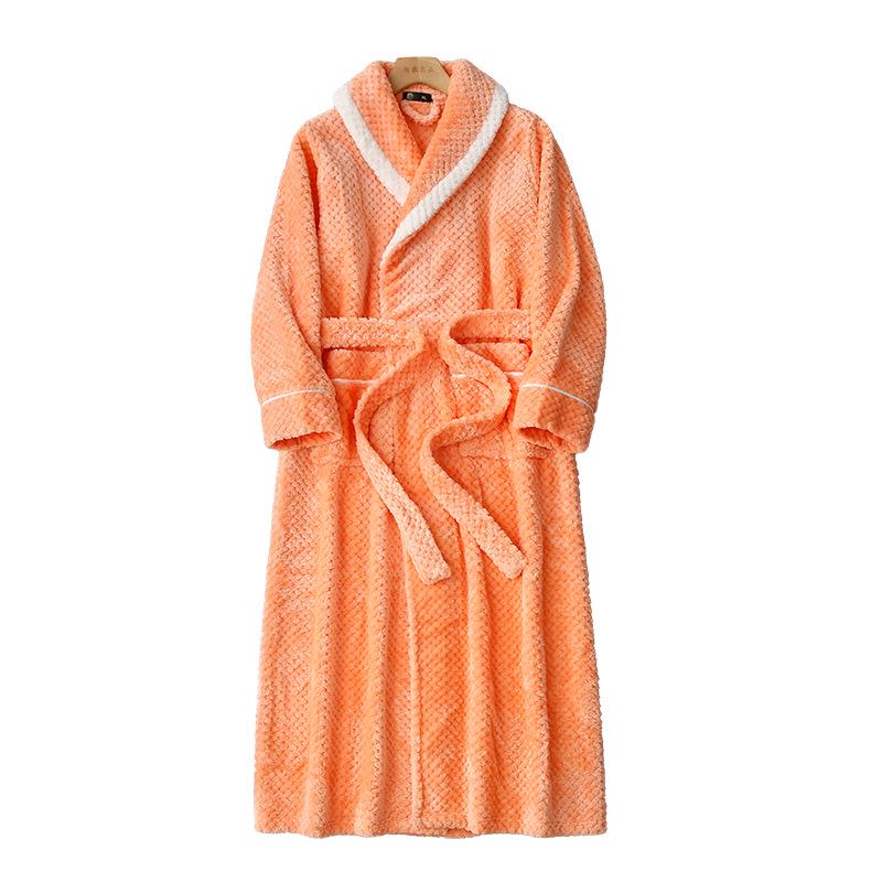 Thickened Plaid Flannel Couple's Bathrobe - Women's Plus Size & Men's Extra Long Fleece Robe