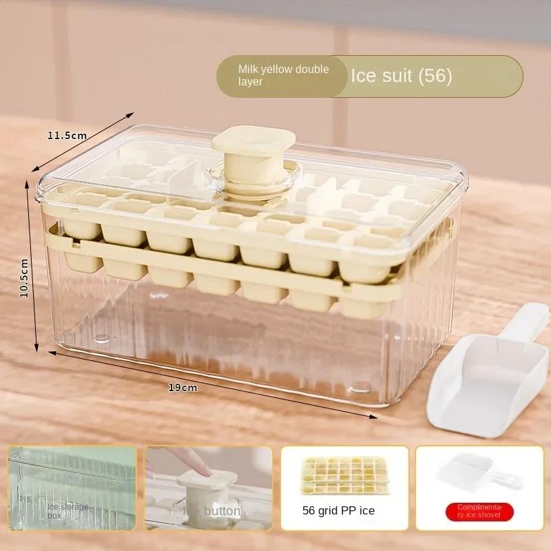 28/56 Grids Home Refrigerator Silicone Press Ice Lattice Mold With Lid&shovel Seal Food Container Ice Box Camping Kitchen Gadget