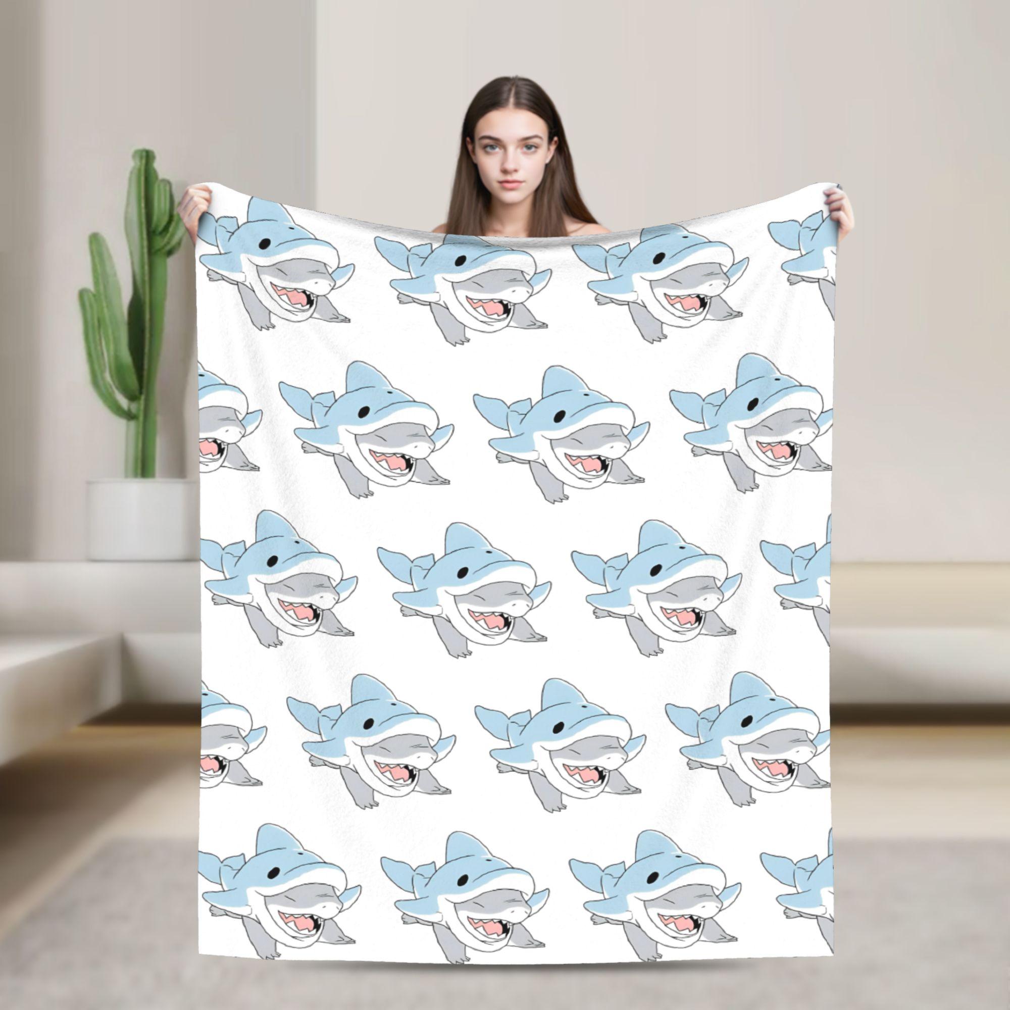 Cute Jeff The Landshark Flannel Blankets Shark Funny Throw Blanket for Home 200x150cm Plush Thin Quilt 75x90cm