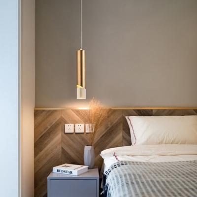 Závěsné noční světlo do ložnice, Moderní minimalistické válcové minimalistické galvanizované závěsné světlo s dlouhou linií