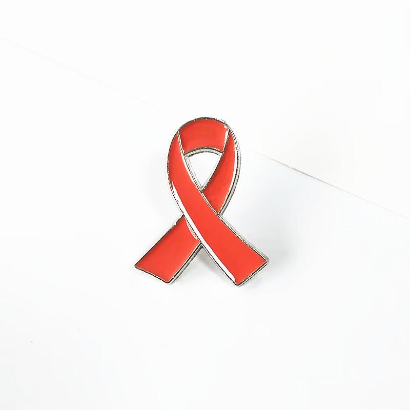Alloy drip love red ribbon logo brooch AIDS badge HIV international symbol Public welfare activity promotion label