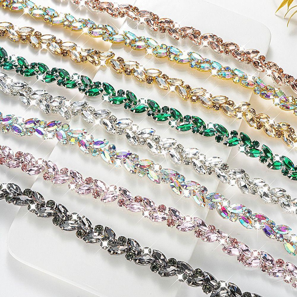 1Yard/90cm Rhinestone Border Multi-color Crystal Versatile Diamond Strips DIY self-adhesive Rhinestone Chain