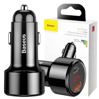 Autoladegerät Baseus Magic USB + USB-C QC 4.0 PD 45W (Schwarz)