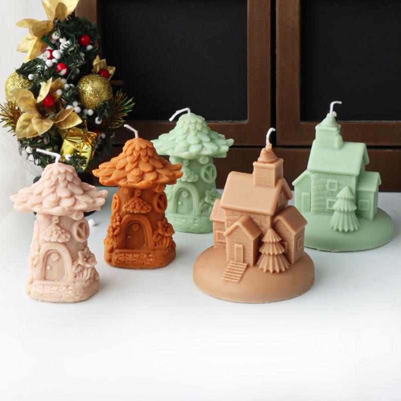 Flexible Silicone Mold Nordic House Shaped Candle Molds Scented Aromatherapy Making Mould Handmade Ornament Mould
