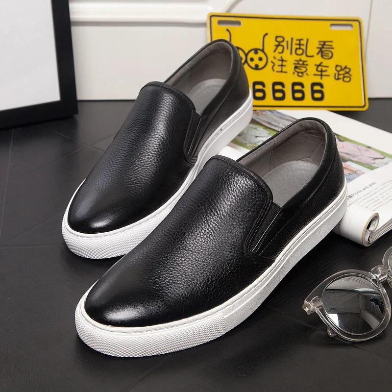 High Quality Men Genuine Leather Shoes Fashion Concise Cool Slip-On Loafers Men Leather Luxury Shoes For Men Zapatos De Hombre