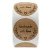 500pcs 1inch Kraft paper Thank You Stickers Seal Labels Small Business Supplies Handmade With Love Stickers Cute Stationery