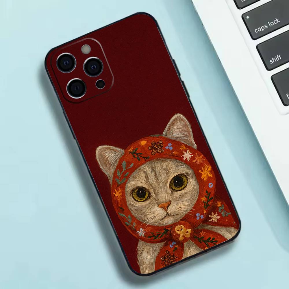 

Cute cat couple patterns Phone Case Silicone Soft For IPhone 17 16 15 14 13 12 11 X XR Plus Pro Max Plus iPhone16se4