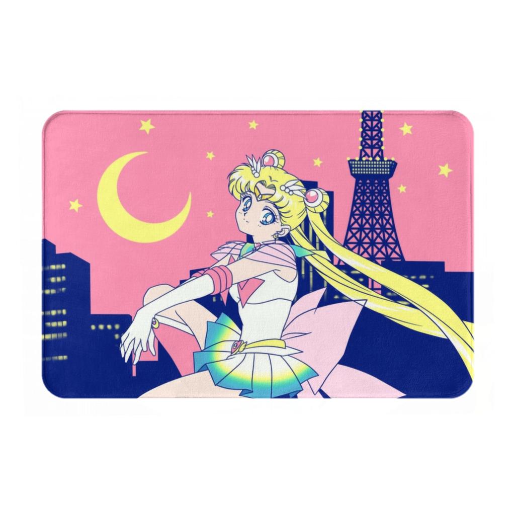 Anime Sailors Moons Doormat Mat Anti-Slip Tokyo City Lights Kitchen Bath Toilet Rug Carpet 40*60cm