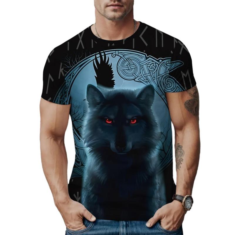 Summer Round Neck 3D Animal Print Top Fashionable Casual Short Sleeved Men's T-shirts
