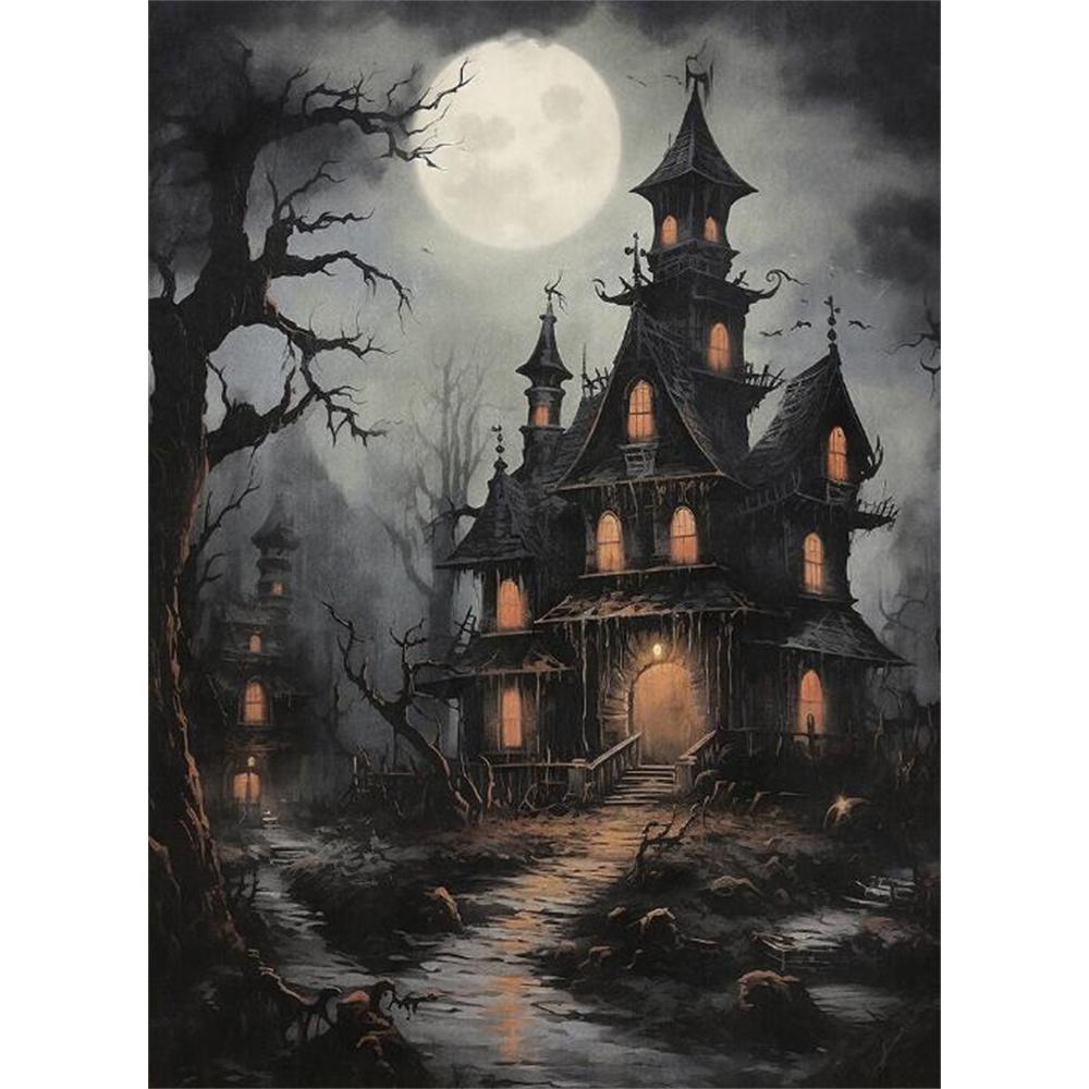 Forest Animals Butterfly Bat Plants Flowers Canvas Wall Art Nature Diamond Painting Decor Vintage Dark Skeleton Pumpkin Halloween