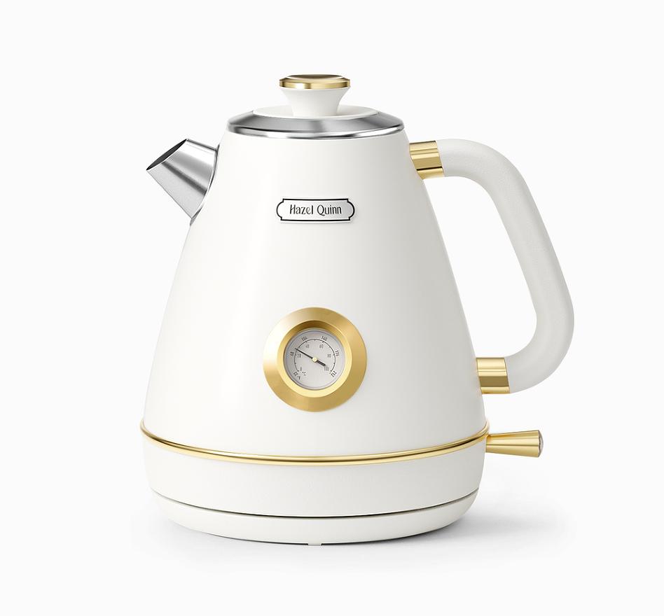 

Электрический чайник SUS304, 1200 Вт, пищевой жемчужно-белый, 1,7 л/57,5 унций, термометр с циферблатом, цветок, водяной знак, процесс рисования, быстрый процесс