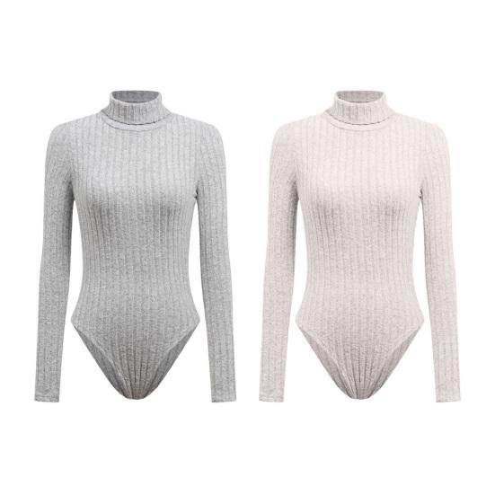 Women's Long Sleeve High Neck Bodysuit Fall Slim Fit Ribbed Knit Sweater Tops Sexy Bodycon Stretchy Basic Bodysuit