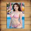 Metal Wall Sign Pink Bikini Woman Pool Art Decor Home Cafe Bar Iron Poster Gift