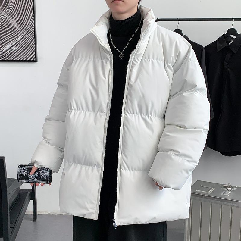 Winter New Stand-up Collar Simple Sports Thickened Warm Cotton Clothes Solid Color Couple Loose Trend Cotton Coat